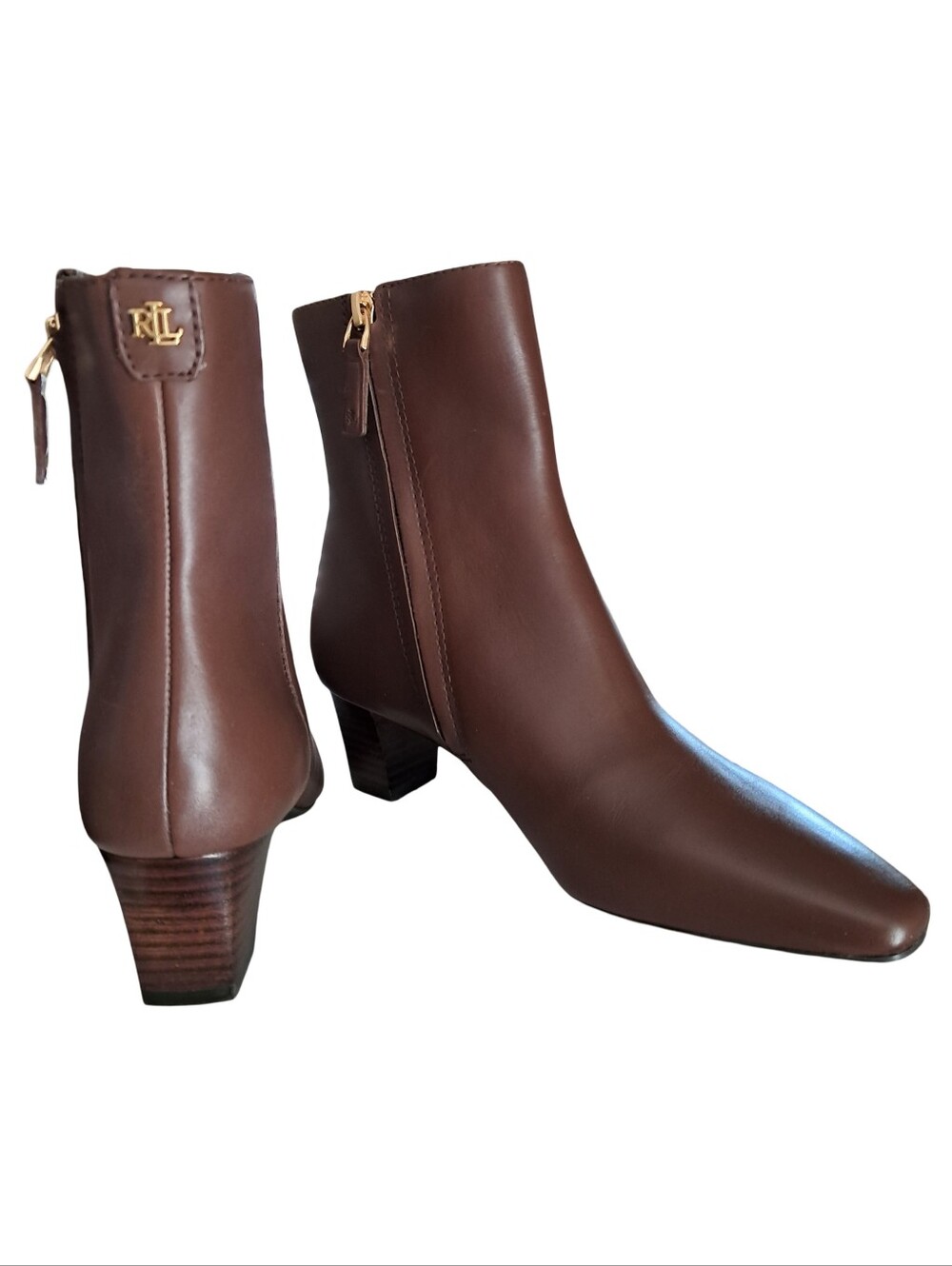 Lauren Ralph Lauren Willa Ankle Leather Boots Women's Various Sizes Dk Mahogany